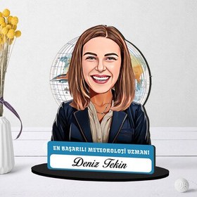 Resim Kişiye Özel Kadın Meteoroloji Uzmanına Hediye Karikatürlü Biblo 