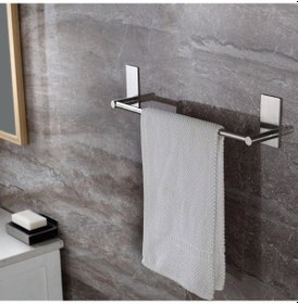 Resim Zift Unique Paslanmaz Çelik Yapışkanlı Havluluk - Havlu Askısı 45 CM Krom 