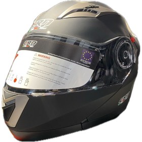 Resim CRN MOTORSİKLET KASK CRN MAT SİYAH-GRİ ÇENE AÇILIR-TAM KASK VİZÖRLÜ VE İNTERCOM TAKMA YUVALI 