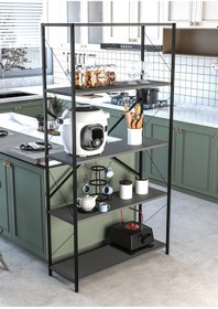 Resim Metal Kitaplık 5 Raflı Ev Ofis Rafı Dosya Kitap Mutfak Rafı Çok Amaçlı Geniş Raflı 180cm Antrasit 