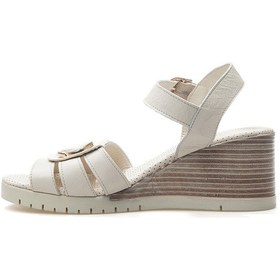 Resim Mammamia Kadın Hakiki Deri Toka Detaylı Dolgu Topuklu Günlük Sandalet 25y D25ys-2775 Z Kemik Kemik 