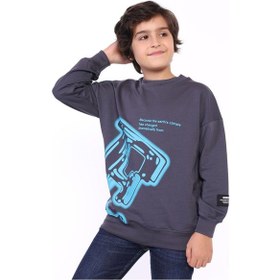 Resim Toontoy Erkek Çocuk E Harf Baskılı Sweatshirt Füme 
