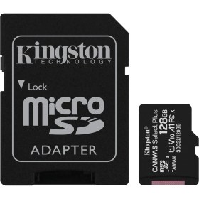 Resim Kingston Canvas Select Plus 128GB Uhs-I, U1, V10 Microsd Hafıza Kartı SDCS2/128GB Siyah 
