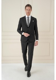 Resim Efor Tk 2021 Slim Fit Klasik Mono Yaka Klasik Siyah Takım Elbise Siyah 
