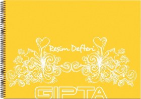 Resim Spiralli Resim Defteri 17x24 25 Yaprak Plastik Kapak Koyu Sarı 