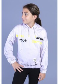 Resim Toontoy Kız Çocuk Kapüşolu Kanguru Cepli Baskılı Sweatshirt Pembe 