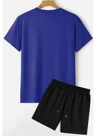 Resim Uyguntarz Unisex Şort T-shirt Eşofman Takımı Mavi 