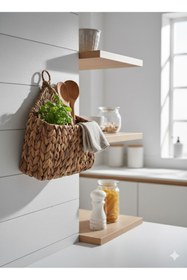 Resim DECHAUS Hasır Posta Kutusu Duvar Saksısı Gazete Kitaplık Hasır Ahşap Sepet Dekoratif 