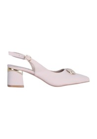 Resim Esracan 2806 5cm Slingback Kadın Topuklu Ayakkabı Krem 