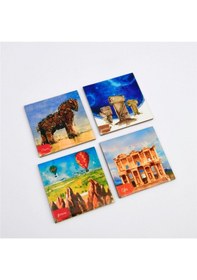 Resim Türkiye Serisi 4'lü Seramik Bardak Altlığı Çok Renkli 