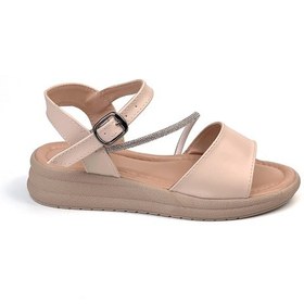 Resim Kadın Krem Taşlı Dolgu Topuklu Sandalet 3 Cm Günlük Rahat Krem 