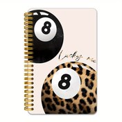 Resim Yaratıcı 8-Ball Tasarımı Spiral Defter - Günlük İlham için Leopar Baskı & Yumuşak Pembe Kapaklı Altın Spiralli Bağlama, 50 Sayfa, 13.97x21.08 cm, Planlama Notları ve Çalışma Notları, Kompozisyon Defteri Estetiği, Memoizasyon Kitabı, Eğlenceli Yazı Tipi, Fonksiyonel Kırtasiye 