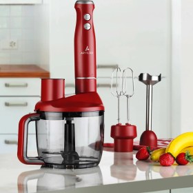 Resim Çok Fonksiyonlu Mutfak Robotu, Şık Kırmızı Renkli, Pratik ve Güçlü Tasarım 