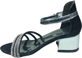 Resim OrtopedikAL 2006 Mot Filet Siyah-gümüş Taşlı Kız Çocuk Topuklu Ayakkabı Abiye Tokalı 