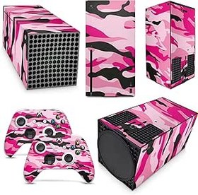 Resim GNG Pink Camo Skins Xbox Serisi X Konsol Çıkartması Vinal Çıkartma + 2 Kumanda Seti ile Uyumlu 
