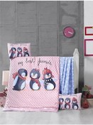 Resim Bebekler İçin ve Desenli Nevresim Takımı %100 Pamuk Çift Yastık Kılıflı Beyaz - Pembe 