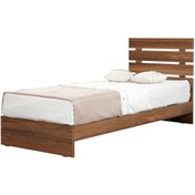 Resim Pasifichome Huga Tek Kişilik Ahşap Karyola Ceviz /120X200 Cm Başlıklı Karyola 