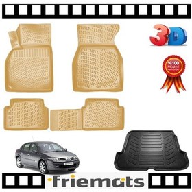 Resim Megane 2 Sd Bej 3D Havuzlu Paspas+Bagaj Havuzu 2004-2010 Arası N11.7604 