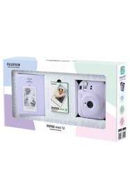 Resim Fujifilm Instax mini 12 Lila Fotoğraf Makinesi 10'lu Film ve PVC Albüm Bundle Box 