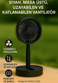 Resim VOOKA Vantilatör Fan Katlanabilir Sessiz Masaüstü Vantilatör | Güçlü Motorlu USB Şarjlı Soğutucu Fan Blic 
