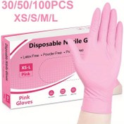 Resim 30/50/100 adet Açık Pembe Tek Kullanımlık Nitril Eldivenler, Ev Temizlik Eldivenleri, Tırnak Sanatı, Kuaförlük, Kendin Yap, Evcil Hayvan Yıkama, Ev Temizliği Araçları 