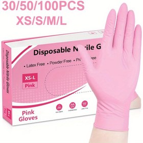 Resim 30/50/100 adet Açık Pembe Tek Kullanımlık Nitril Eldivenler, Ev Temizlik Eldivenleri, Tırnak Sanatı, Kuaförlük, Kendin Yap, Evcil Hayvan Yıkama, Ev Temizliği Araçları 