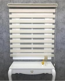 Resim İthal Bambu Stor Zebra Perde Etek Dilimsiz İTHLGRİ, Sütlü Kahve, 130 x 260 