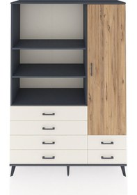 Resim Hyperion Dolap 7 Raflı 6 Çekmeceli Tek Kapaklı 132x44x195 An... Antrasit 