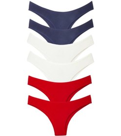 Resim Alya Underwear Kadın Renkli Brezilyan Kalıp Pamuklu Külotlar - Lacivert, Kırmızı, Ekru S, M, L, Xl, 2xl - 6 Adet Çok Renkli A02 