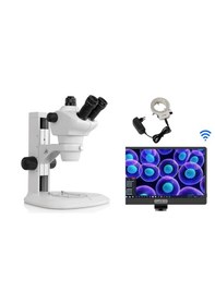 Resim Ece Opto-edu Dijital Mikroskop Trinoküler Sürekli Zum Stereo Mikroskop Led Halkalı Ve Lcd Ekranlı Mikroskop Kamerası 