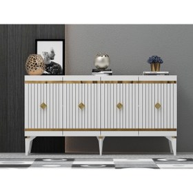 Resim cantek dizayn 150 Cm Lenora Konsol Beyaz-altın 