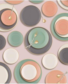 Resim The Mia Basic Pasta Tabağı 6 Lı Set Somon Pembe - 19cm Pembe 