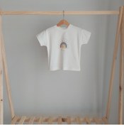 Resim Leydukids Unisex Kız Erkek Rahat Kalıp Baskılı Pamuklu Bebek Çocuk Ekru T-shirt 