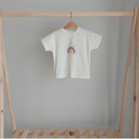 Resim Leydukids Unisex Kız Erkek Rahat Kalıp Baskılı Pamuklu Bebek Çocuk Ekru T-shirt 