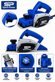 Resim Spech Power Çift Bıçaklı 4800 Watt Motor korumalı Bakır sargılı Planya Rende Makinesi 