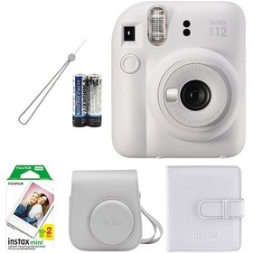 Resim Fujifilm Instax Mini 12 Fotoğraf Makinesi + Askı + Pil + Çanta + 20'li Film + Albüm 
