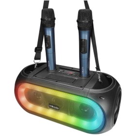 Resim Mikado Md-30kp Rainbow Işıklı Kablosuz Çift Mikrofonlu Bt Tws Kolay Taşınabilir Toplantı-parti Hopar 