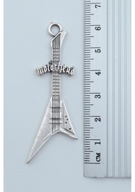 Resim Motorhead Elektro Gitar Gümüş Kaplama Düz Zincir Kolye Gümüş 