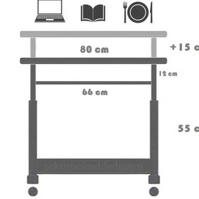 Resim Yükseklik Ayarlı Ve Klavyelikli Çalışma Masası - Çam 80x40 Atlantik Çam 