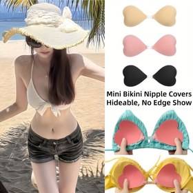 Resim Kusursuz, Şirin, Straplez ve Görünmez Sütyen için Toplayan ve Destekleyen Bir Çift Bikini Tarzı Kalp Şeklinde Ayarlanabilir Klips. 