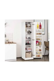 Resim ZEYTUN Beyaz Çok Amaçlı 90 Derece Açılabilir Tek Kapaklı Kiler Mutfak Dolabı 