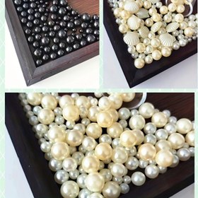Resim 100 Beyaz İnci Siyah İnci Kabukları DIY Kristal Tutkal Reçine Tutkal Simülasyon İnci İnci Kaplama Dolgu 