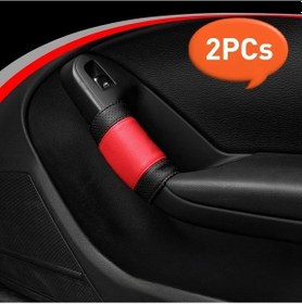 Resim Dashanshop Yeşil 2 Parça Araç Kapı Kolu Kılıfı Kırmızı Desenli Konforlu Ve Şık Tüm Araçlar İçin 