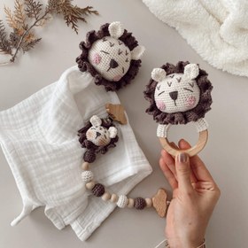 Resim Amigurumi Müslin Aslan Uyku Arkadaşı - 3lü Set 