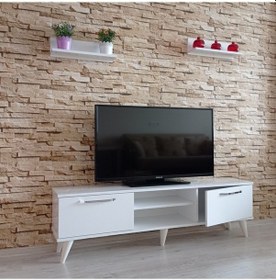 Resim Mobilya Sepeti ( Ms 70 ) Mdf Tv Ünitesi Dolabı,Raflı,Beyaz 