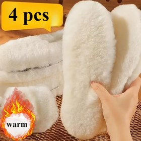 Resim 4 Adet/2 Çift Erkek ve Kadınlar İçin Uygun Sıcak Yapay Tavşan Kürkü Tabanlık - Kışlık Ayak Isıtıcı, Soğuk Hava İçin Rahat, Sneaker ve Terlikler İçin Isı Tutma 