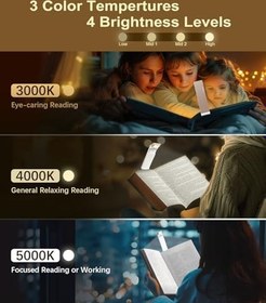 Resim VTIGER Okuma Işığı, Yatakta Okumak için USB Şarj Edilebilir Kitap Işığı, Katlanabilir Klipsli LED Kitap Işığı, 3 Amber Renk ve 4 Parlaklık Kısılabilir, Kitap Severler, Çocuklar için Uzun Ömürlü 