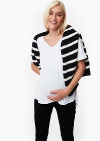 Resim Aura V Yaka Beyaz Hamile T-Shirt v2 - M 