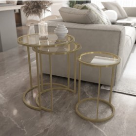 Resim Marsah Home Metal Zigon Takımı Gold, Şeffaf Camlı 