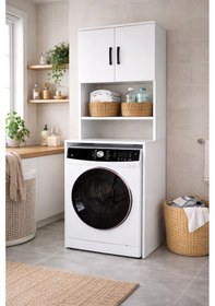 Resim Alesta Life Çamaşır Makinesi Dolabı, Çamaşır Makinesi Üstü Düzenleyici, Banyo Dolabı, Makine Üstü Dolap Beyaz 